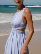 Womens Woven Linen Blended Cover ups Sustainable Beach Dress - BERLOOK