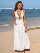 Womens Woven Linen Blended Cover ups Sustainable Beach Dress - BERLOOK