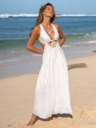 Womens Woven Linen Blended Cover ups Sustainable Beach Dress - BERLOOK