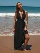 Womens Woven Linen Blended Cover ups Sustainable Beach Dress - BERLOOK