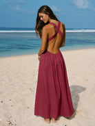 Womens Woven Linen Blended Cover ups Sustainable Beach Dress - BERLOOK