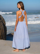 Womens Woven Linen Blended Cover ups Sustainable Beach Dress - BERLOOK
