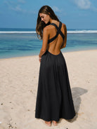 Womens Woven Linen Blended Cover ups Sustainable Beach Dress - BERLOOK