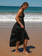 Womens Woven Linen Blended Cover ups Sustainable Beach Dress - BERLOOK
