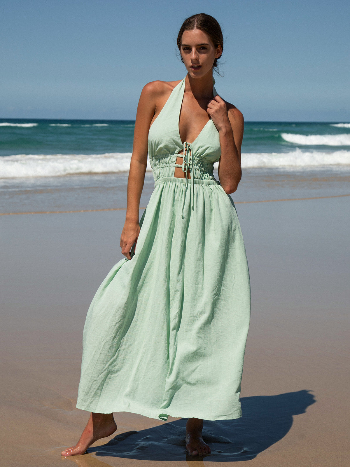 Sustainable Women's Beach Dresses, Yellow Green White Cover-Up, Summer  Attire | BERLOOK