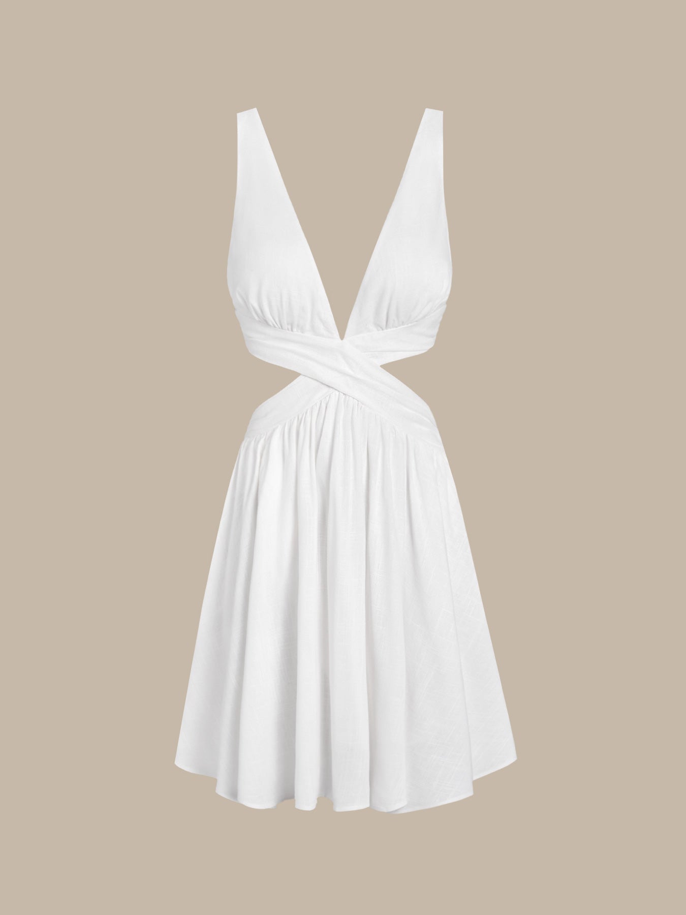 Womens Woven Linen Blended Cover ups White Sustainable Beach Dress - BERLOOK