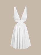 Womens Woven Linen Blended Cover ups White Sustainable Beach Dress - BERLOOK