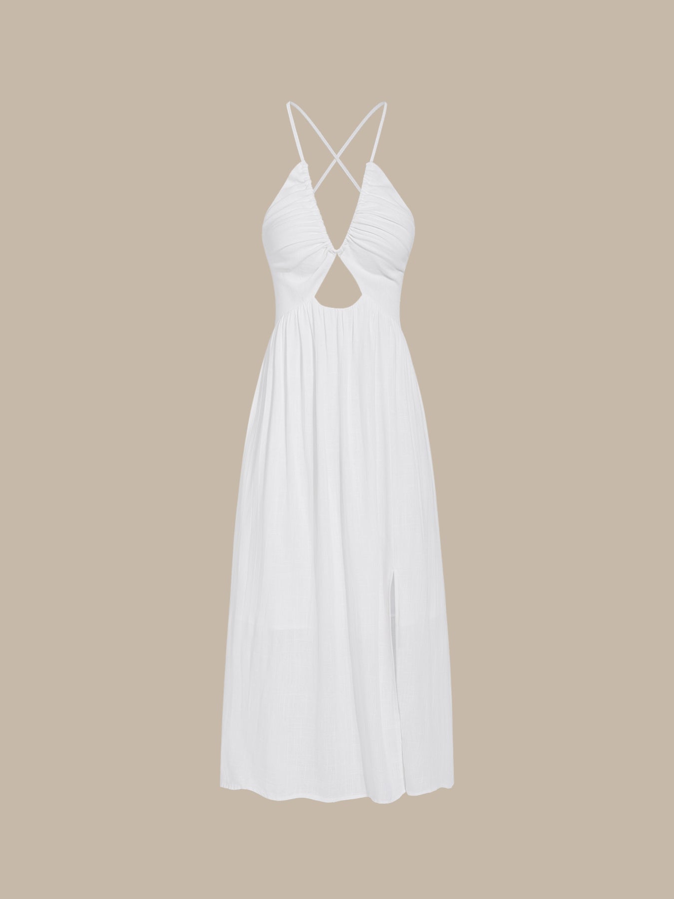 beach dress white White Crisscross Halter Cutout Beach Dress & Reviews - White - Sustainable Beach Dress