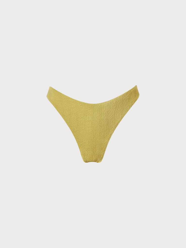 Yellow V-Cut Solid Bikini Bottom Yellow Sustainable Bikinis - BERLOOK