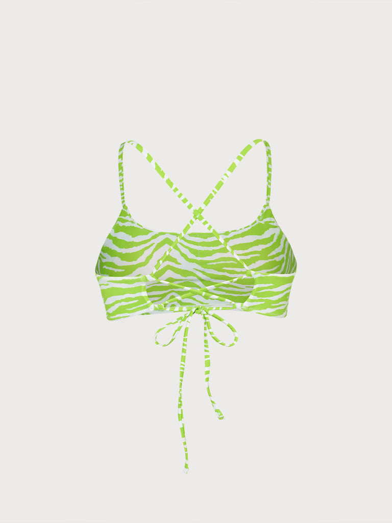 Zebra Print Backless Bikini Top Sustainable Bikinis - BERLOOK