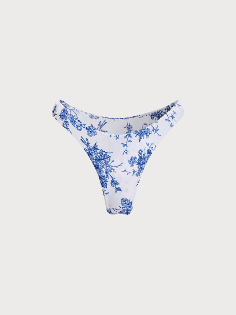 BERLOOK - Sustainable Bikini Bottoms _ Blue / S High Cut Floral Bikini Bottom