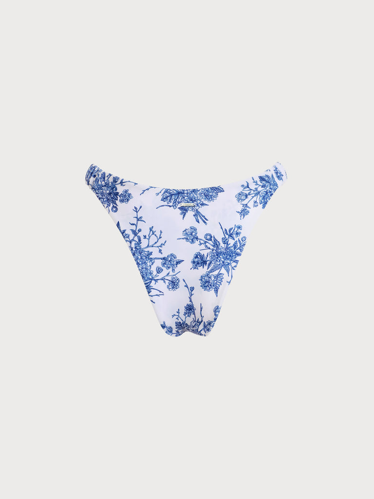 BERLOOK - Sustainable Bikini Bottoms _ Blue / S High Cut Floral Bikini Bottom