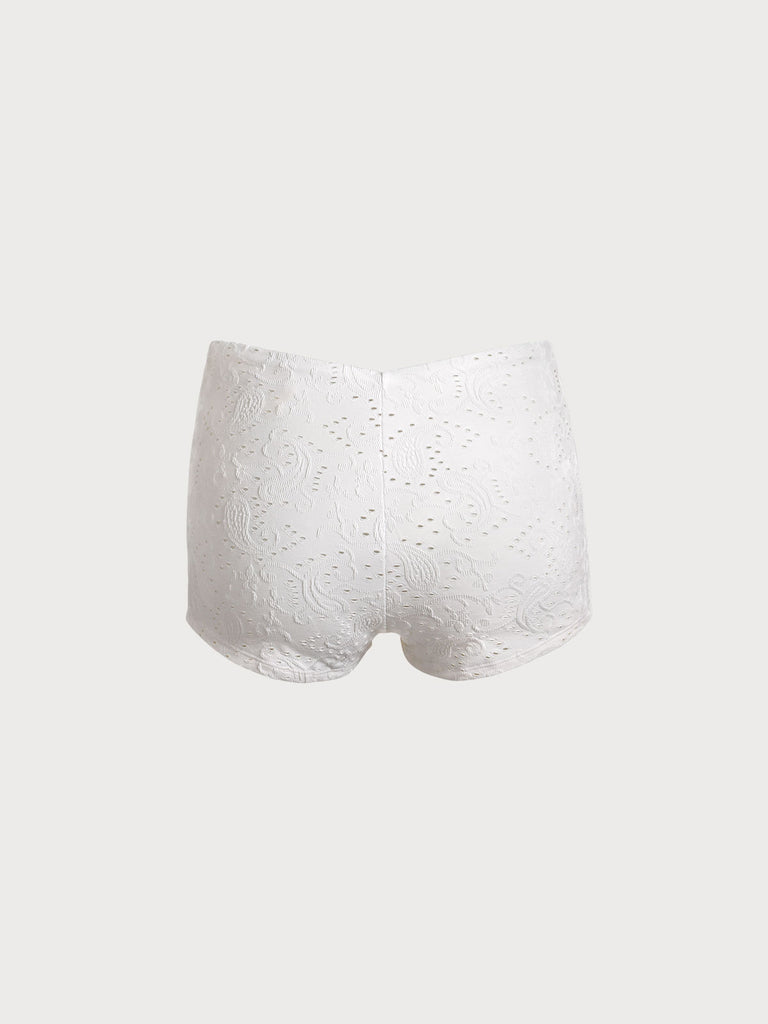 Full Coverage Textured Bikini Bottom White Sustainable Bikinis - BERLOOK