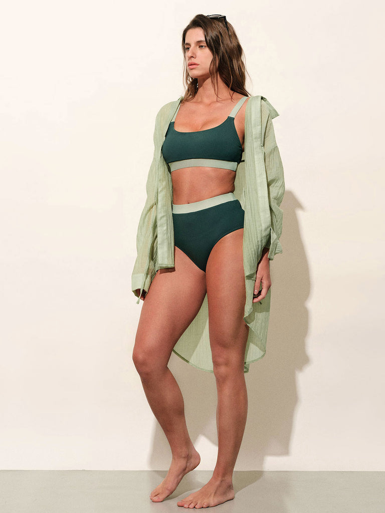Color Block Ribbed Bikini Top Sustainable Bikinis - BERLOOK