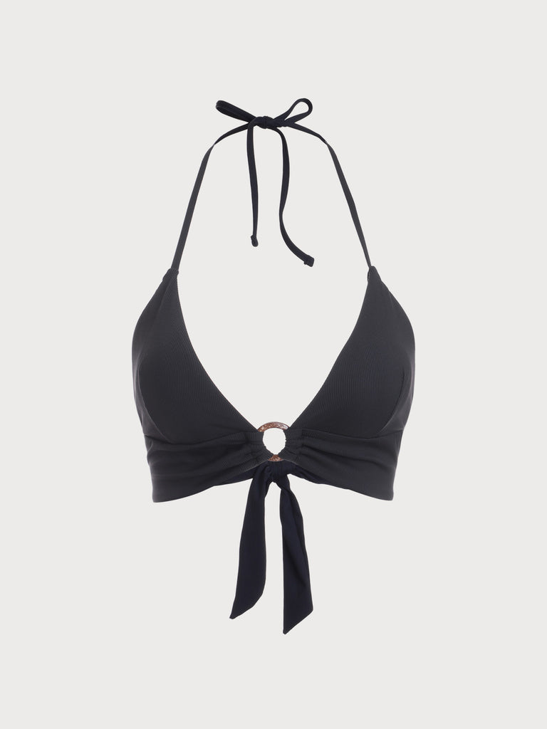 Black Back Tie Bikini Top Black Sustainable Bikinis - BERLOOK