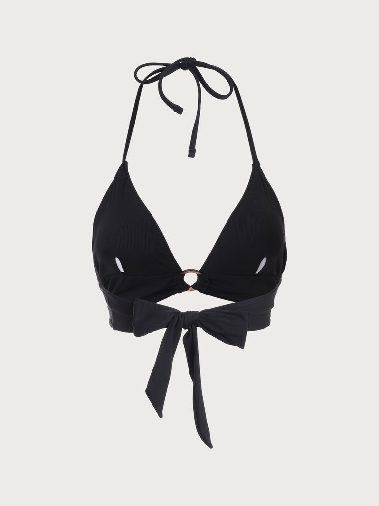 Black Back Tie Bikini Top Sustainable Bikinis - BERLOOK