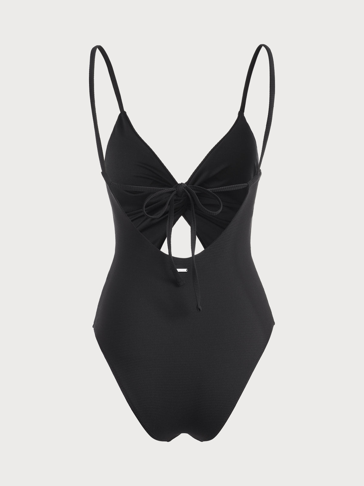 Black Ribbed Cutout One Piece Swimsuit