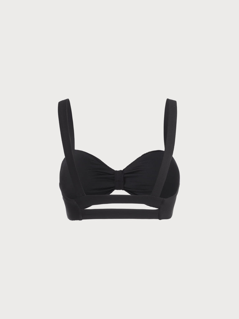 Black Front Knot Balconette Bikini Top Sustainable Bikinis - BERLOOK
