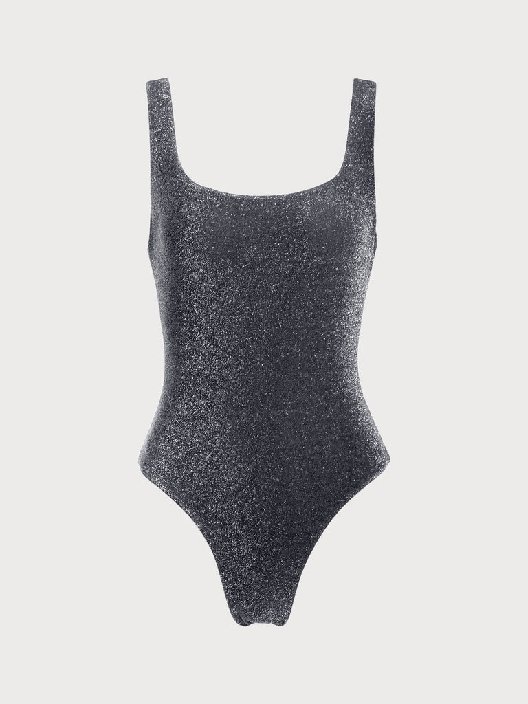 Black Lurex No Padding One-Piece Swimsuit Black Sustainable One-Pieces - BERLOOK