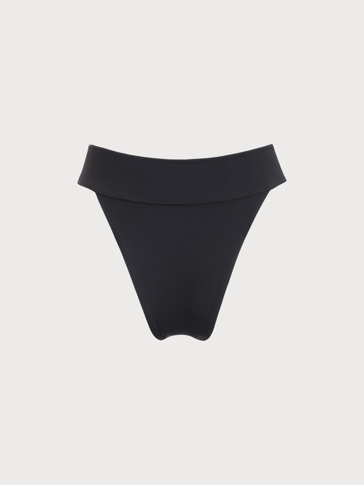Black Ribbed High Cut Wide Waistband Bikini Bottom & Reviews - Black -  Sustainable Bikinis
