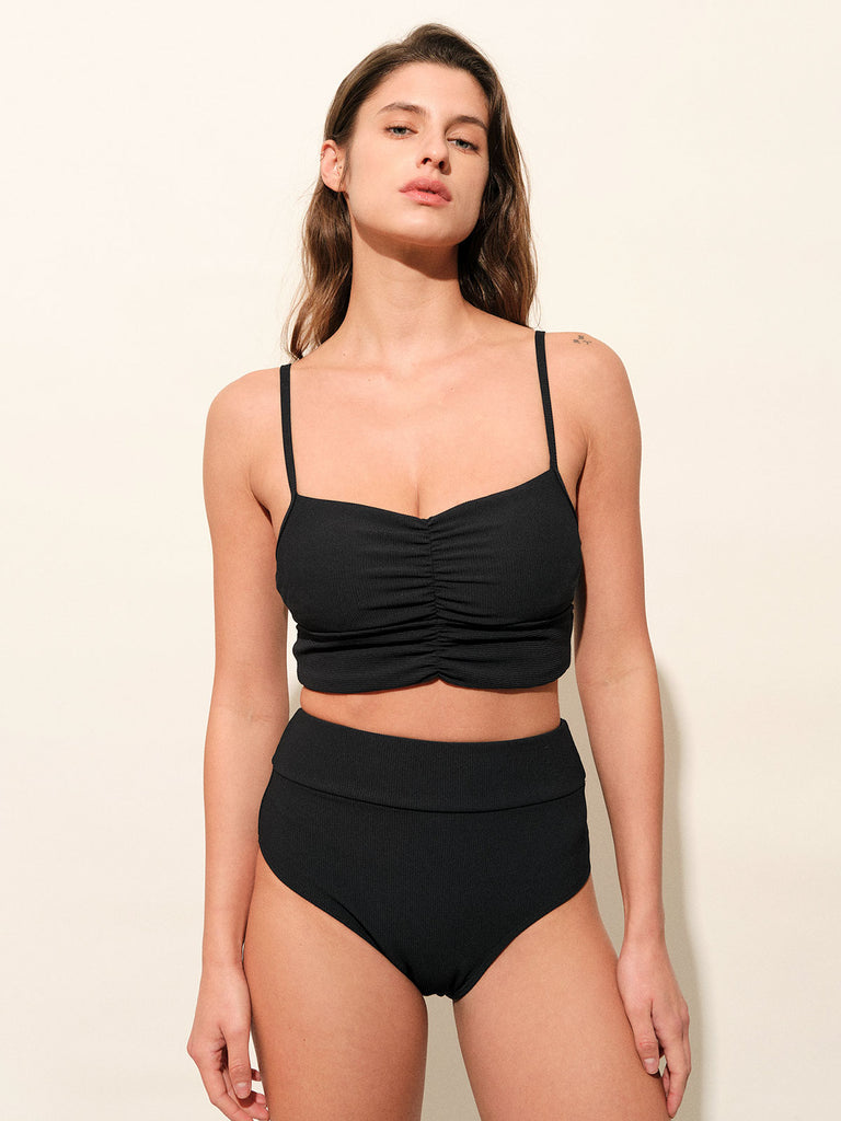 Black Ruched Bikini Bottom Sustainable Bikinis - BERLOOK