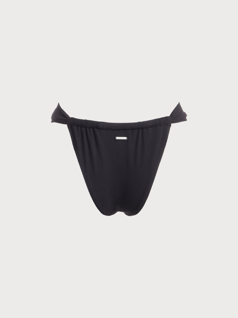 Black Ruched High Cut Leg Bikini Bottom Sustainable Bikinis - BERLOOK