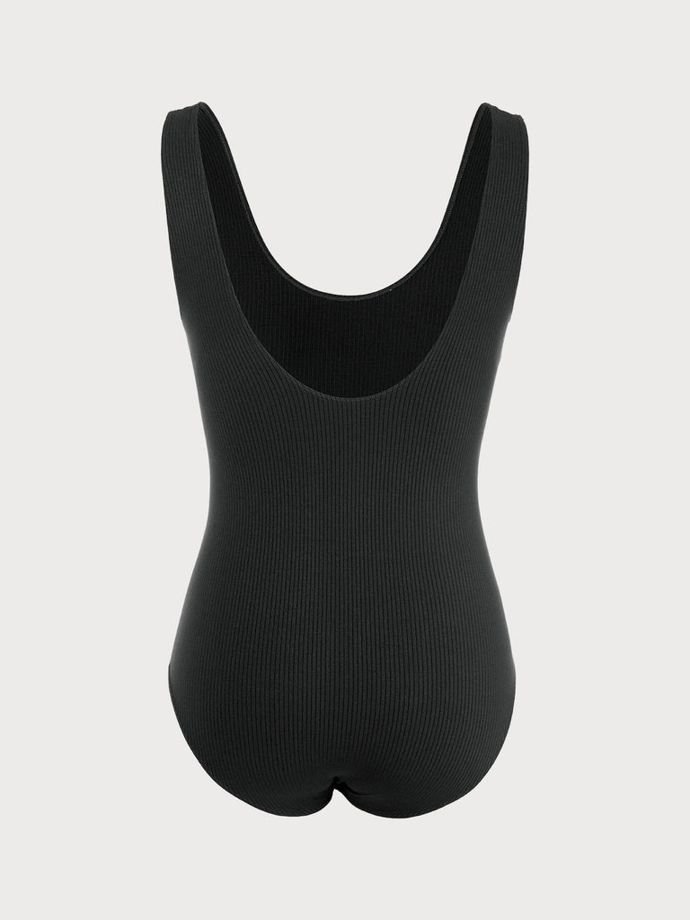 Black U Neck Backless Sleeveless Bodysuit Sustainable Bodysuits - BERLOOK