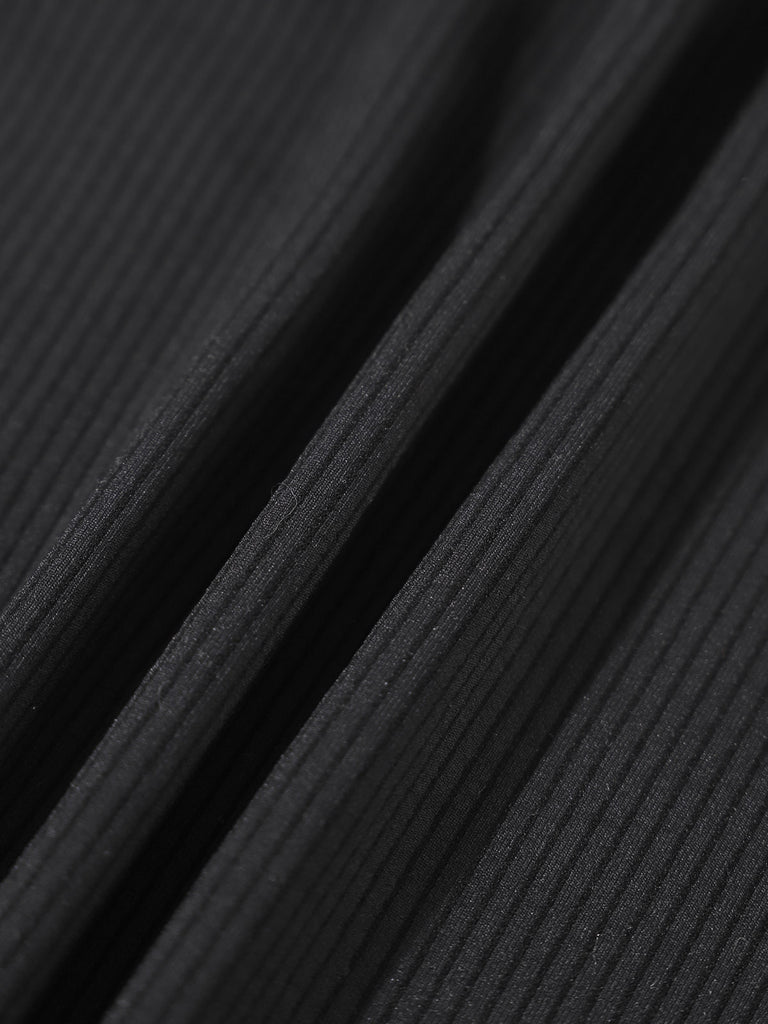 Black U Neck Long Sleeves Bodysuit Sustainable Bodysuits - BERLOOK