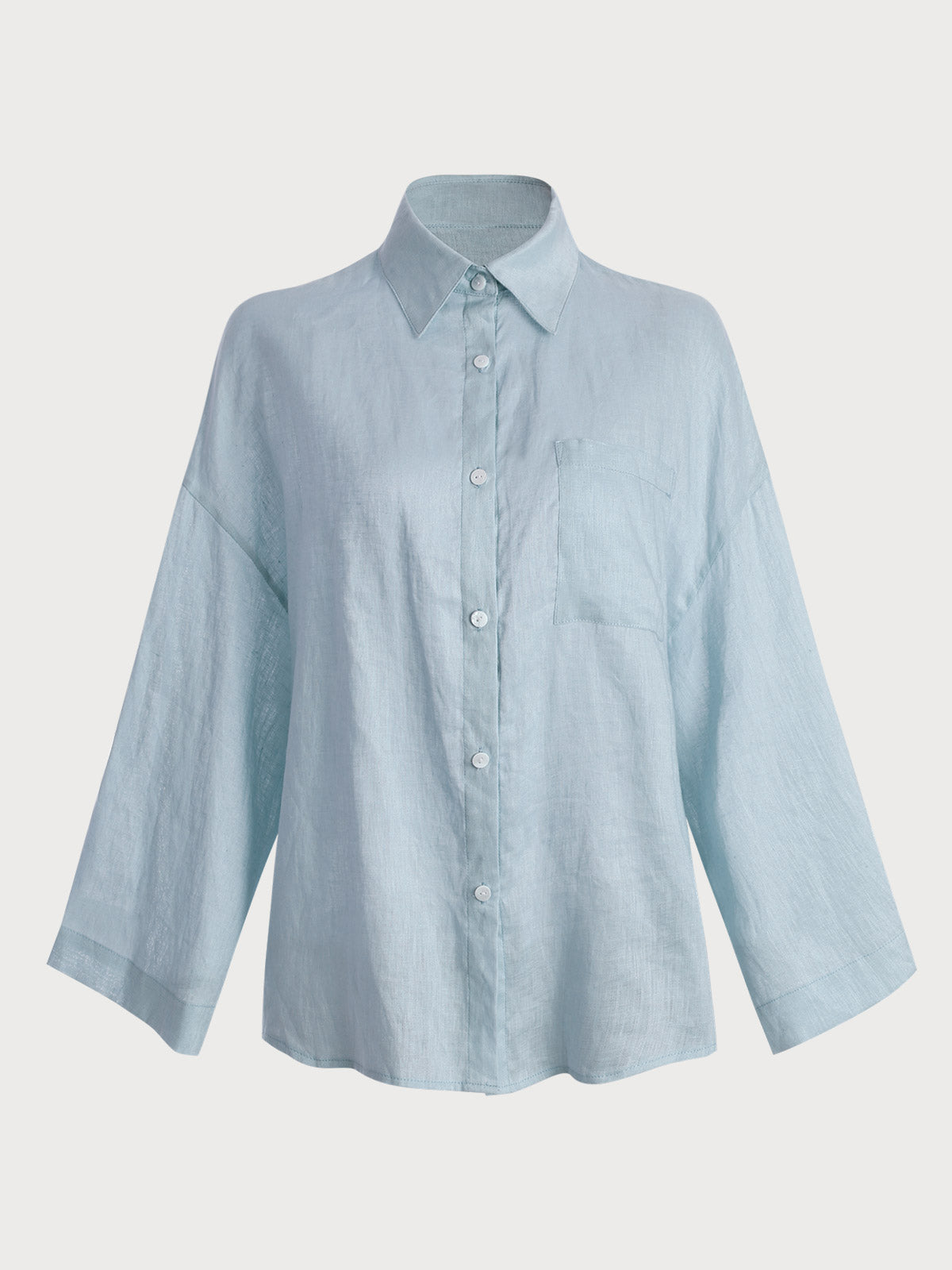 Blue Solid Pocket Flax Shirt & Reviews - Purple,Green,Sky Blue ...