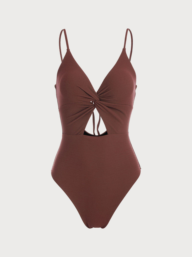 Coffee Cut Out One-Piece Swimsuit Coffee Sustainable One-Pieces - BERLOOK