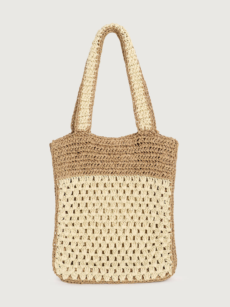 Color Block Straw Bag Sustainable Bags - BERLOOK