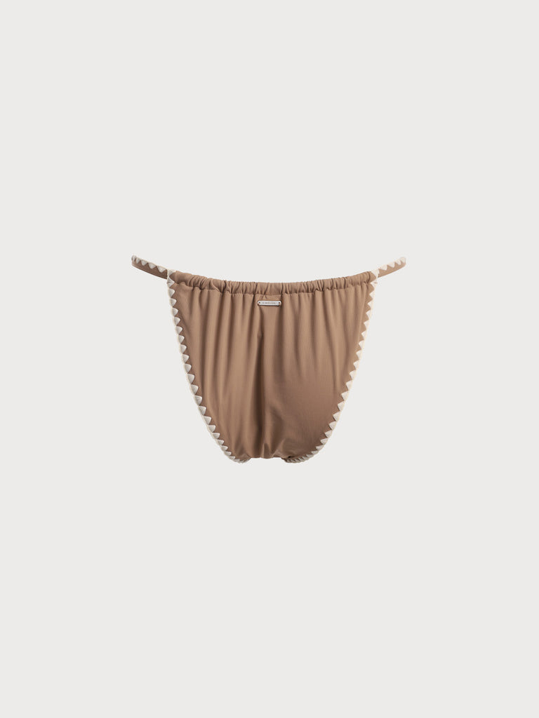 Contrast Stitch Tie Bikini Bottom Sustainable Bikinis - BERLOOK