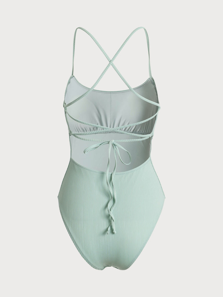 Criss Cross Tie Back One-Piece Swimsuit Sustainable One-Pieces - BERLOOK