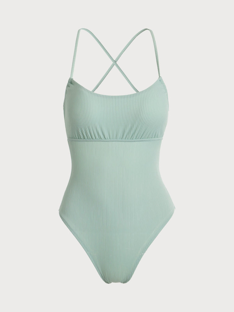 Criss Cross Tie Back One-Piece Swimsuit Sustainable One-Pieces - BERLOOK