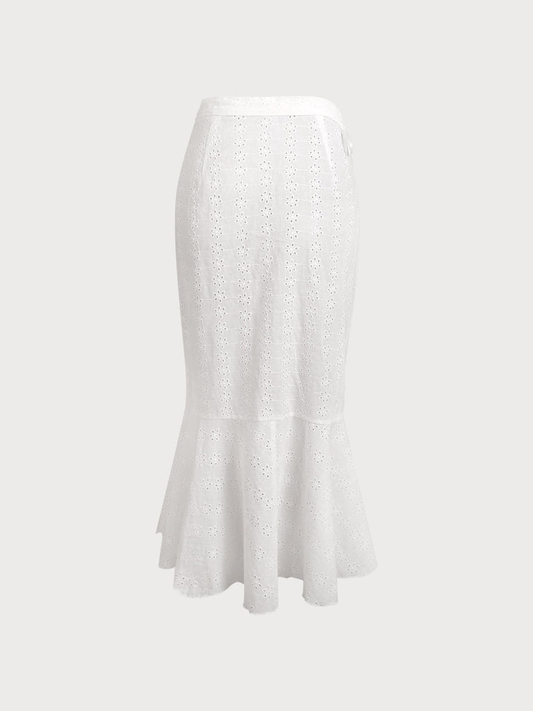 Eyelet Embroidery Ruffled Cover-Up Skirt Sustainable Cover-ups - BERLOOK