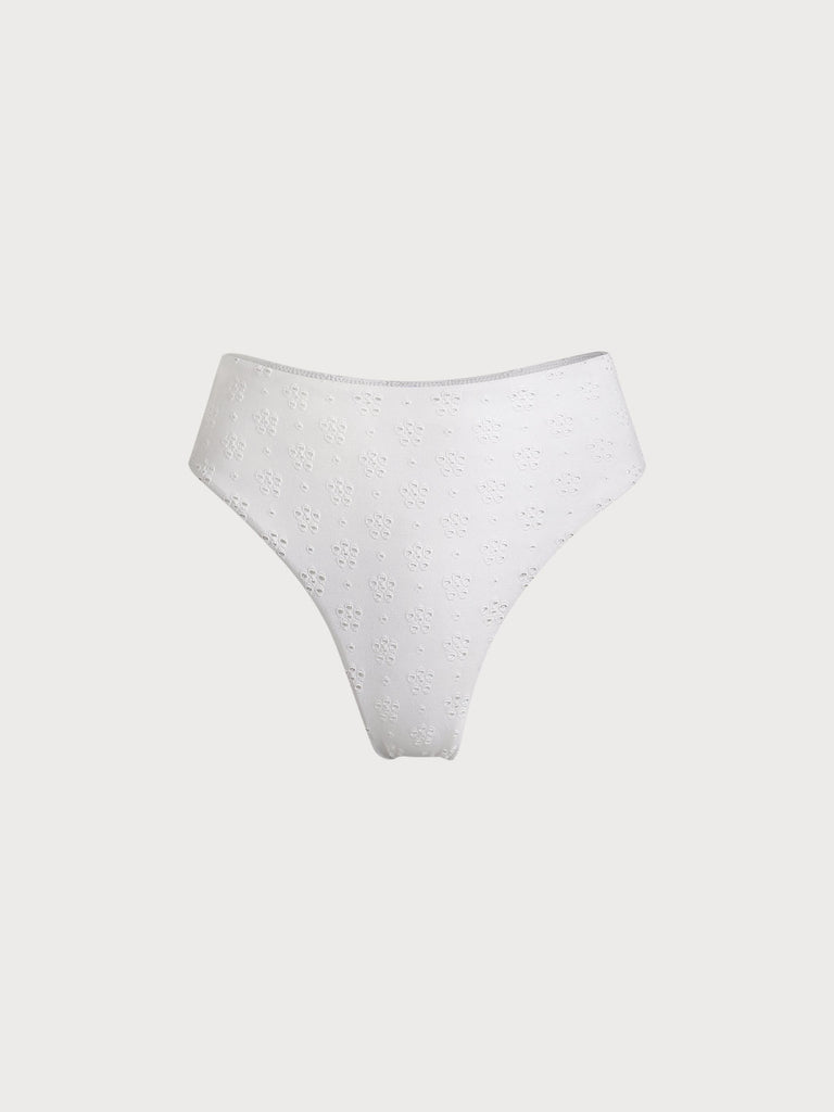 Floral Cutout Bikini Bottom White Sustainable Bikinis - BERLOOK