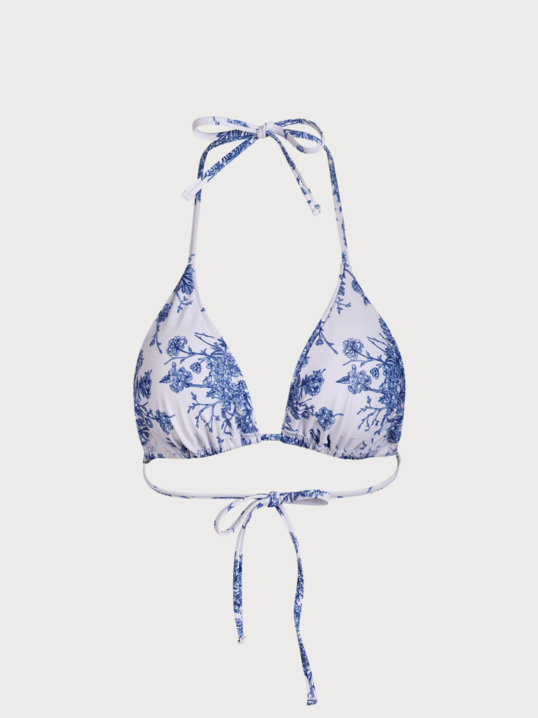 Floral Halter Triangle Bikini Top Sustainable Bikinis - BERLOOK
