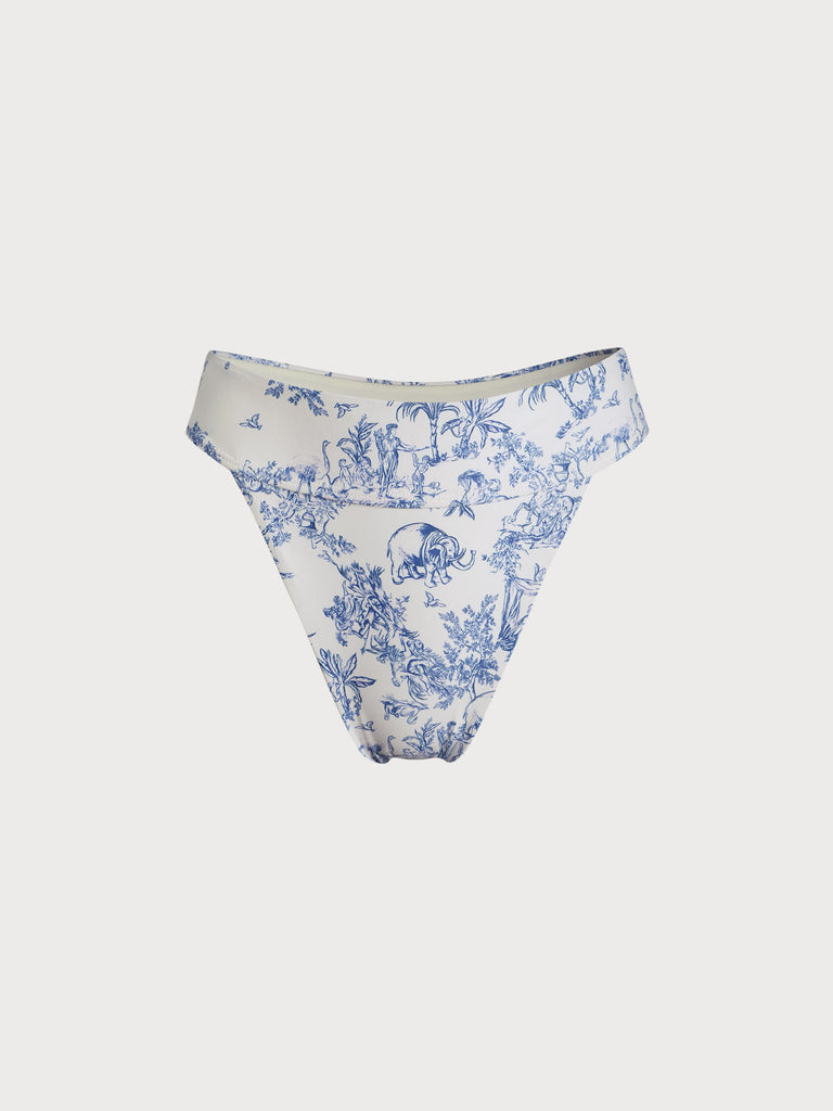 Floral High Cut Leg Bikini Bottom & Reviews - Blue - Sustainable ...