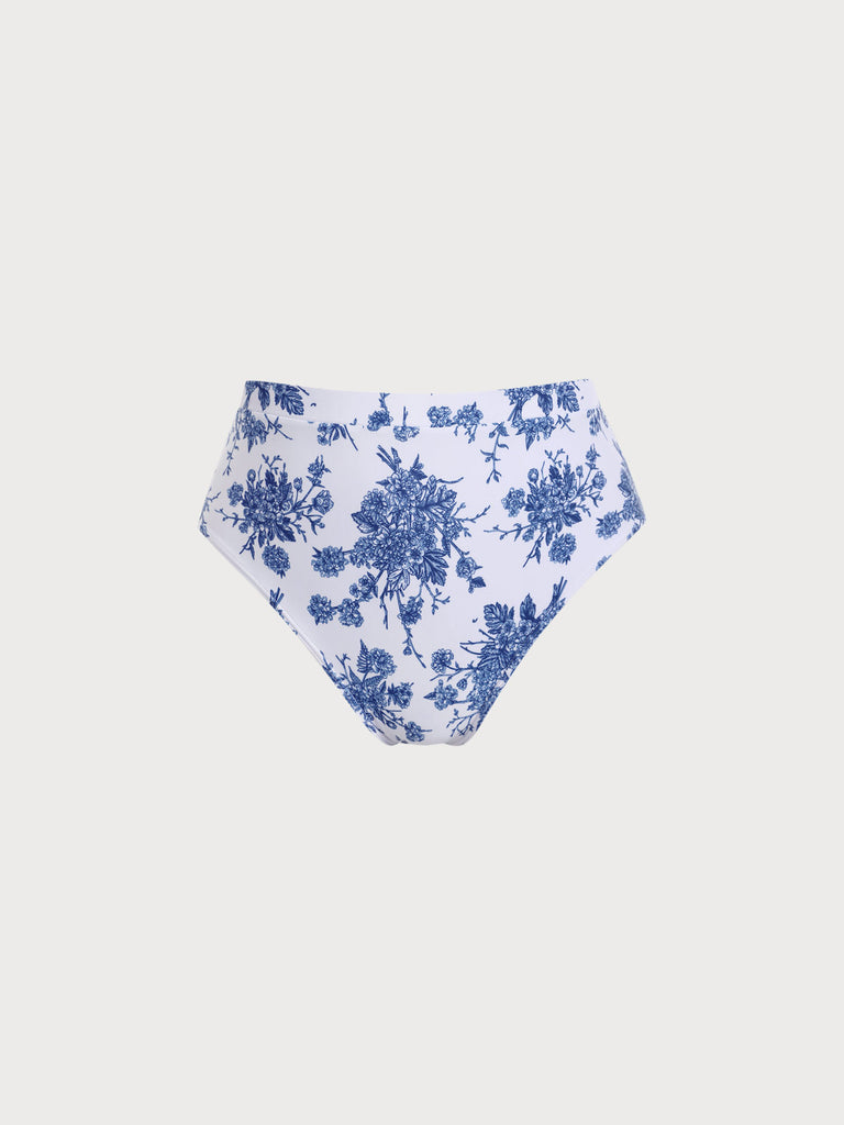 Floral Plus Size Bikini Bottom Blue Sustainable Plus Size Bikinis - BERLOOK