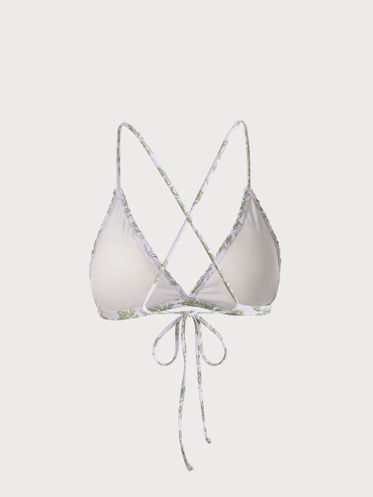 Floral Shirred  Triangle Bikini Top Sustainable Bikinis - BERLOOK