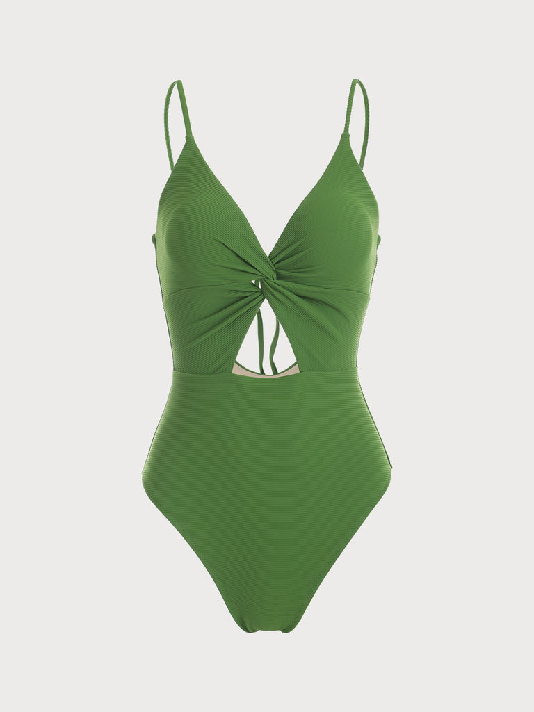 Green Cut Out One-Piece Swimsuit Green Sustainable One-Pieces - BERLOOK