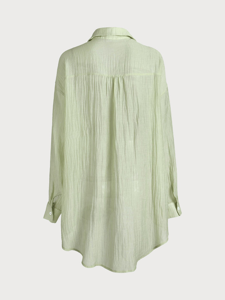 Green Shirt Collar Tie Front Cover-Up Sustainable Cover-ups - BERLOOK