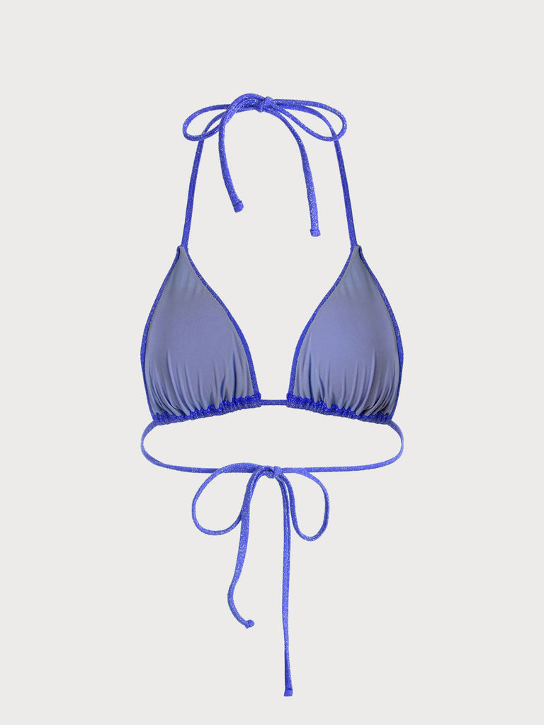 Lurex Halter Triangle Bikini Top Sustainable Bikinis - BERLOOK