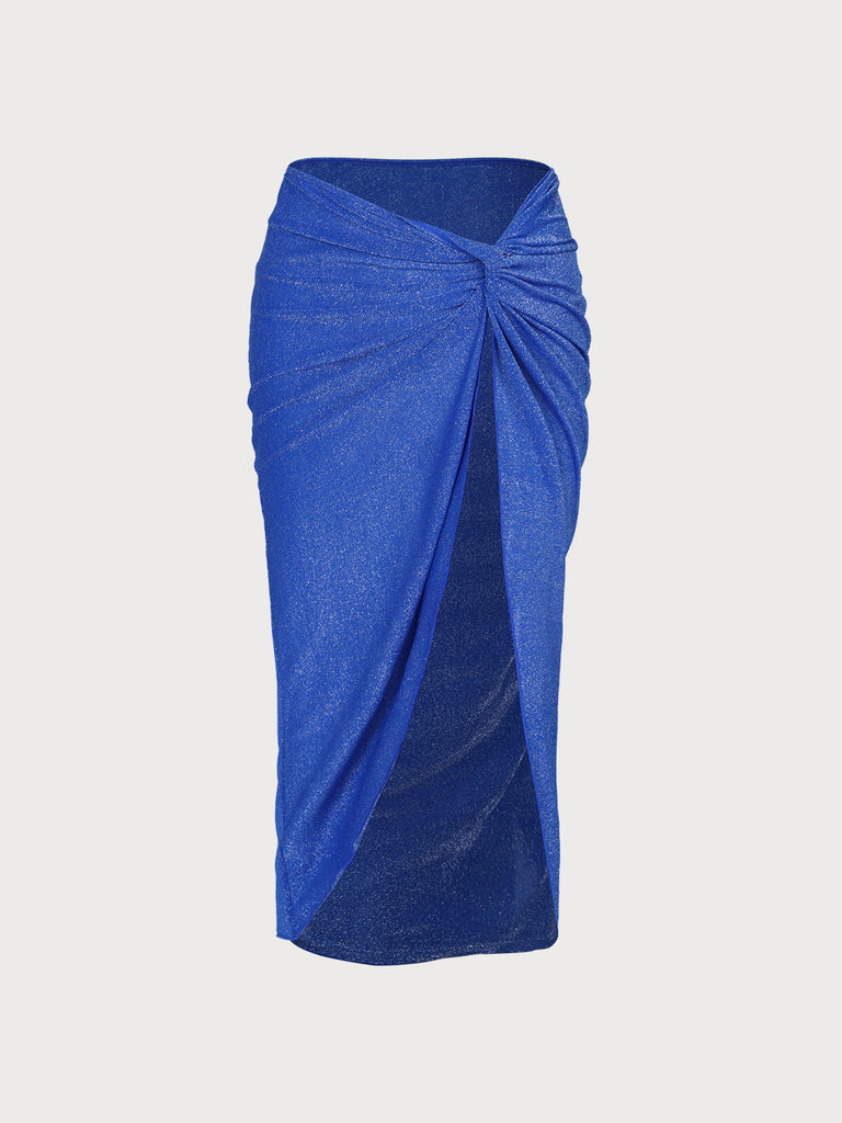 Lurex Ruched Cover-Up Skirt Navy Sustainable Cover-ups - BERLOOK