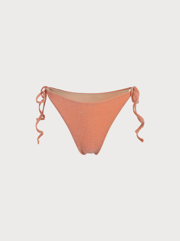 Lurex Tie Side Bikini Bottom Orange Sustainable Bikinis - BERLOOK