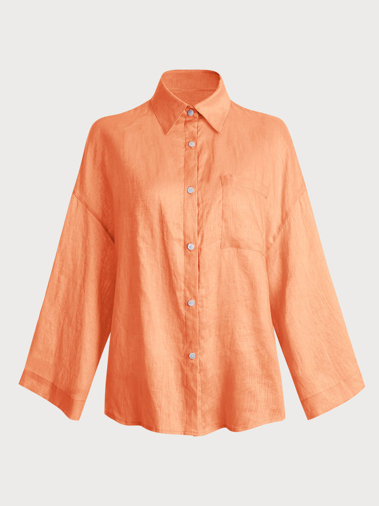 Orange Solid Color Pocket Shirt Orange Sustainable Cover-ups - BERLOOK