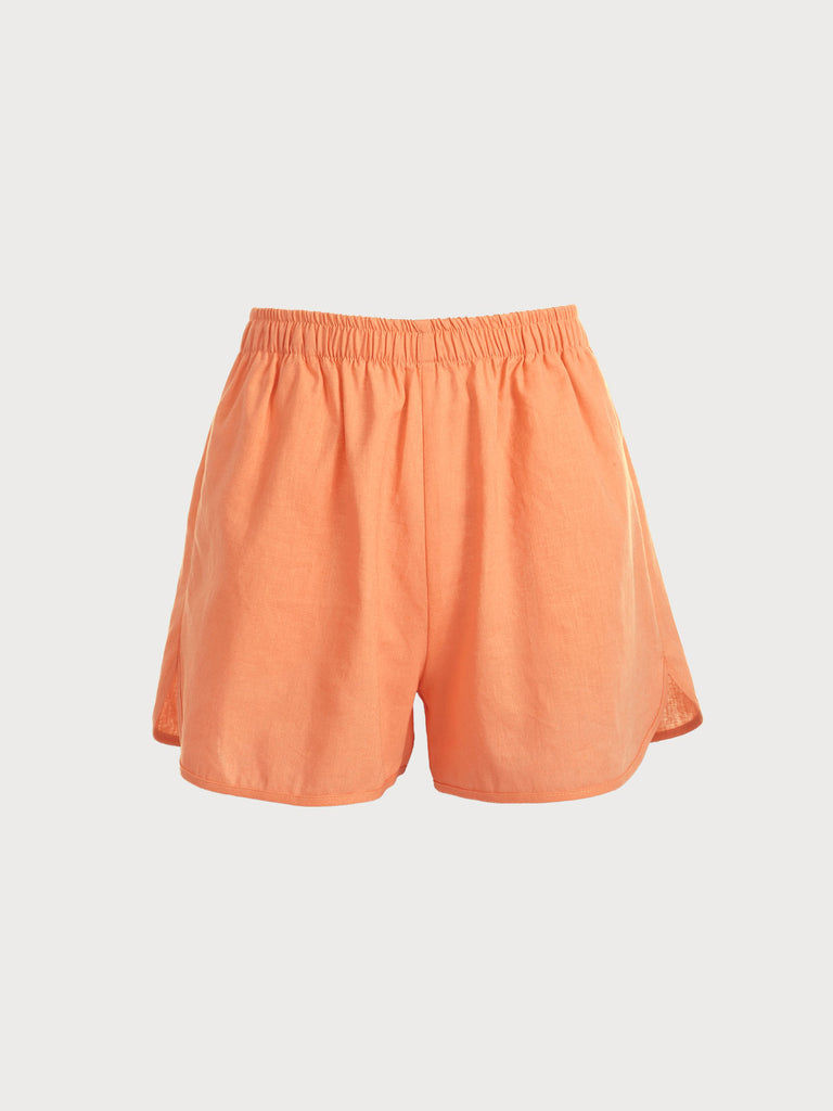 Orange Solid Color Shorts Orange Sustainable Cover-ups - BERLOOK