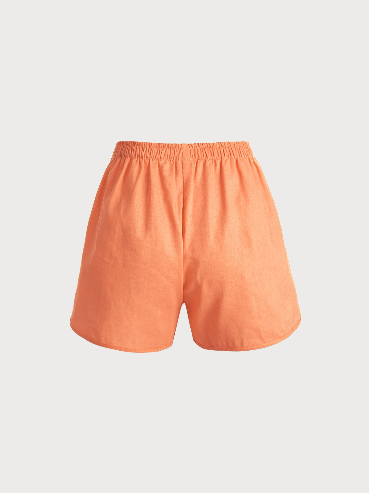 Blue Solid Color Flax Shorts