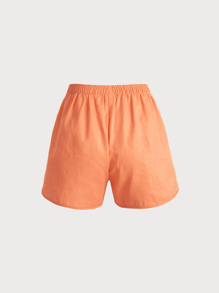Orange Solid Color Shorts Sustainable Cover-ups - BERLOOK
