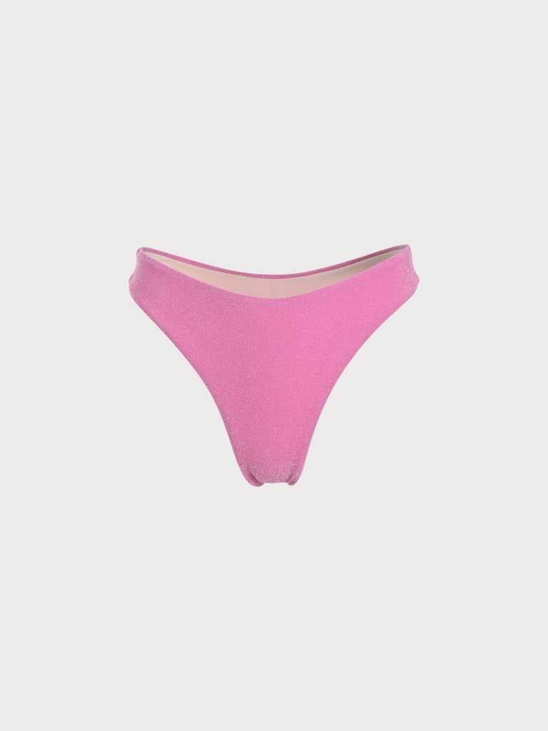 Pink Lurex Bikini Bottom Pink Sustainable Bikinis - BERLOOK